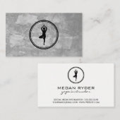 Carte De Visite Yoga Pose Logo Gris Texture (Devant / Derrière)