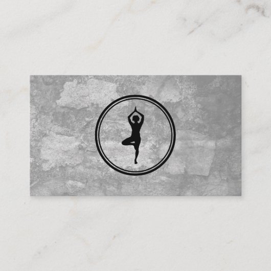 Carte De Visite Yoga Pose Logo Gris Texture (Devant)