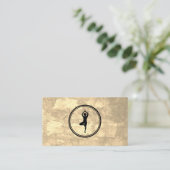 Carte De Visite Yoga Pose Logo Sepia Texture (Debout devant)