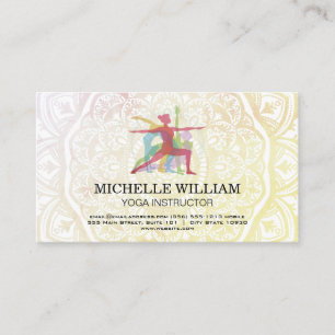 Carte De Visite Yoga Poses Mandala Motif