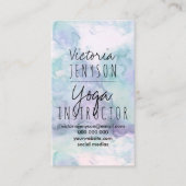 Carte De Visite Yoga pourpre d'aquarelle de turquoise de lavande (Devant)
