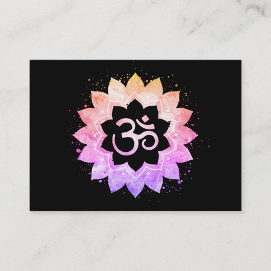 Carte De Visite *~* Yoga spirituel bouddhiste Om Aum Lotus Flower (Devant)