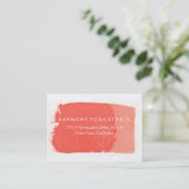 Carte De Visite Yoga Studio Coral Brush Stroke (Debout devant)