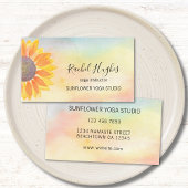 Carte De Visite Yoga Studio Instructeur Tournesol Aquarelle