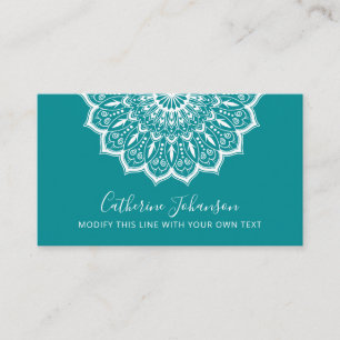 Carte De Visite Yoga turquoise holistique, Mandala cuisine dessiné