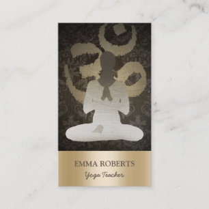 Carte De Visite Yoga vintage et médiation de damassé de symbole de