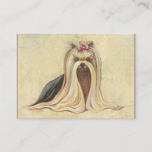 Carte De Visite Yorkie Portrait Peinture (Devant)