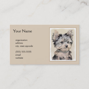 Carte De Visite Yorkshire Terrier Puppy Peinture Chien original