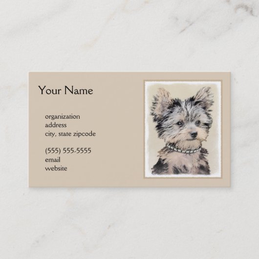 Carte De Visite Yorkshire Terrier Puppy Peinture Chien original (Devant)