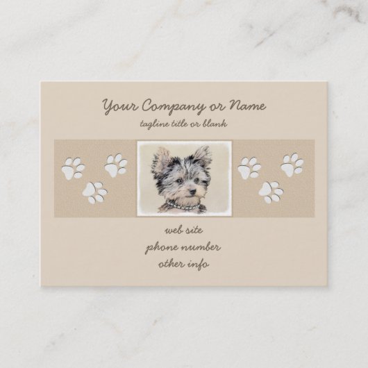 Carte De Visite Yorkshire Terrier Puppy Peinture Chien original (Devant)