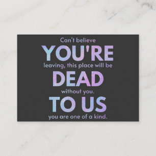 Carte De Visite You Are Dead to Us ! - R.I.P Traitor ! Coworker
