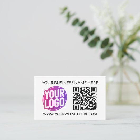Carte De Visite Your Business Company Team Logo & QR Code and Text (Debout devant)