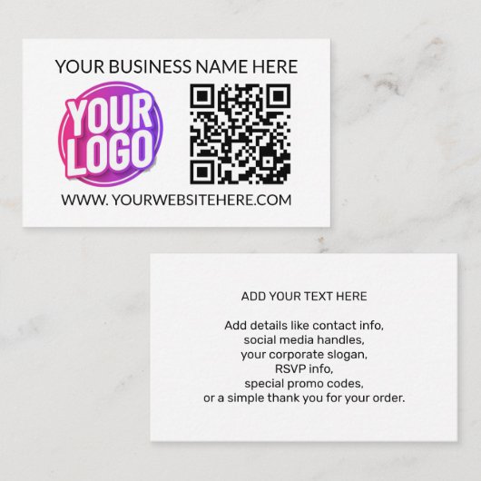 Carte De Visite Your Business Company Team Logo & QR Code and Text (Devant / Derrière)