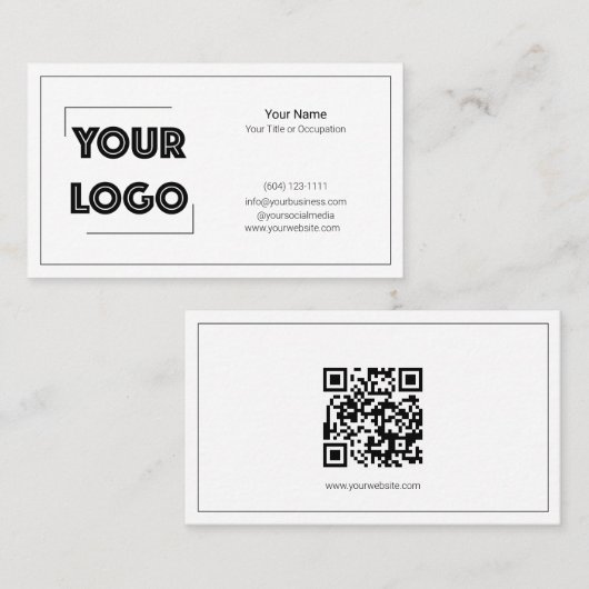 Carte De Visite Your Logo Custom QR Code Marketing (Devant / Derrière)