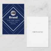 Carte De Visite Your Logo & Customizable Modern Design | Navy Blue (Devant / Derrière)