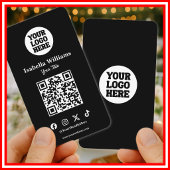 Carte De Visite Your Logo Here Black Modern | Simple QR Code