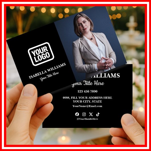 Carte De Visite Your Logo Here Simple Modern Black Photo