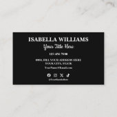 Carte De Visite Your Logo Here Simple Modern Black Photo (Dos)