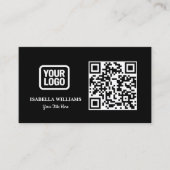 Carte De Visite Your Logo Here Simple Modern Minimal Black QR Code (Devant)