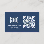 Carte De Visite Your Logo Here Simple Modern Navy Blue Website QR  (Devant)