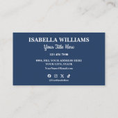 Carte De Visite Your Logo Here Simple Modern Navy Blue Website QR  (Dos)