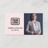 Carte De Visite Your Logo Here Simple Modern Pink Photo (Devant)