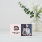 Carte De Visite Your Logo Here Simple Modern Pink Photo (Debout devant)