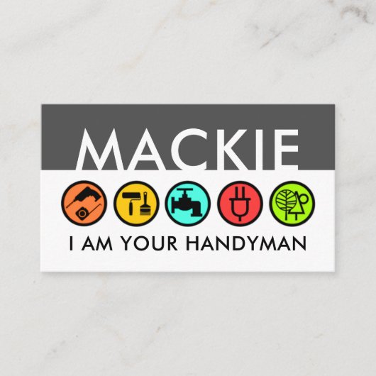 Carte De Visite Your Name On Creative Handyman Icons Signage (Devant)