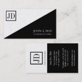 Carte De Visite YourJobTitle Carré Monogramme Gold noir (Devant / Derrière)