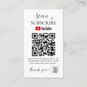Carte De Visite YouTube Abonnez-vous au code QR Signal numérique (Dos)