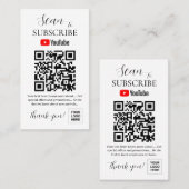 Carte De Visite YouTube Abonnez-vous au code QR Signal numérique (Devant / Derrière)