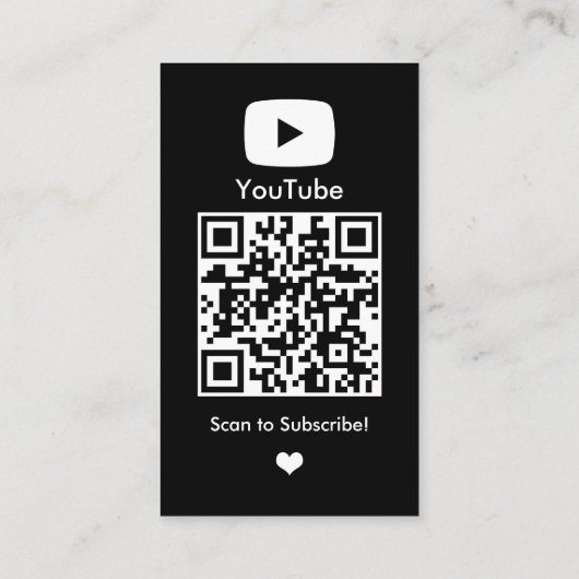 Carte De Visite YouTube Black Influencer Vlogger Creator QR Code (Dos)