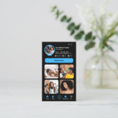 Carte De Visite YouTube Blue Influencer Vlogger Creator QR Code (Debout devant)