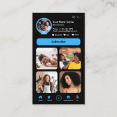 Carte De Visite YouTube Blue Influencer Vlogger Creator QR Code (Devant)