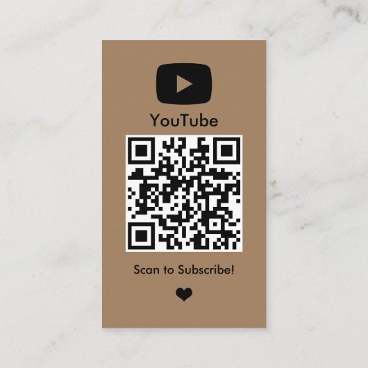 Carte De Visite YouTube Brown Influencer Vlogger Creator QR Code (Dos)