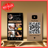 Carte De Visite YouTube Brown Influencer Vlogger Creator QR Code