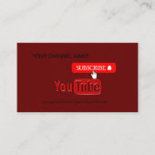 Carte De Visite Youtube Channel, Youtuber (Devant)