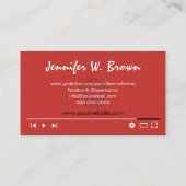 Carte De Visite Youtube Channel Youtuber Video Editor Movie Maker (Dos)