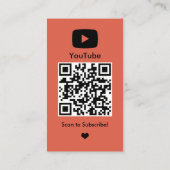 Carte De Visite YouTube Coral Influencer Vlogger Creator QR Code (Dos)