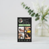 Carte De Visite YouTube Green Influencer Vlogger Creator QR Code (Debout devant)