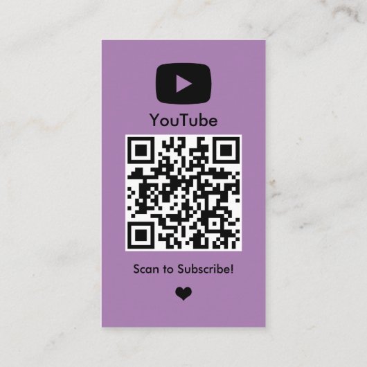 Carte De Visite YouTube Lilac Influencer Vlogger Creator QR Code (Dos)