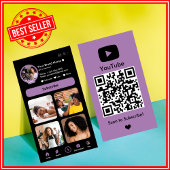 Carte De Visite YouTube Lilac Influencer Vlogger Creator QR Code