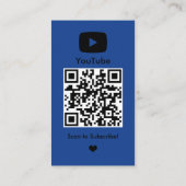 Carte De Visite YouTube Navy Influencer Vlogger Creator QR Code (Dos)