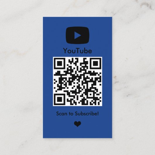 Carte De Visite YouTube Navy Influencer Vlogger Creator QR Code (Dos)