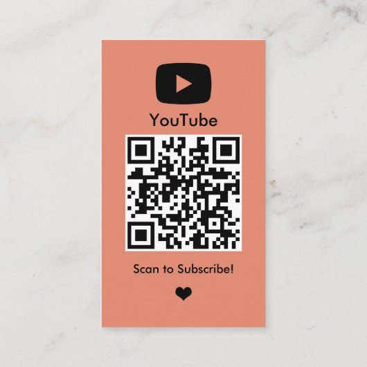 Carte De Visite YouTube Peach Vlogger Creator QR Code (Dos)