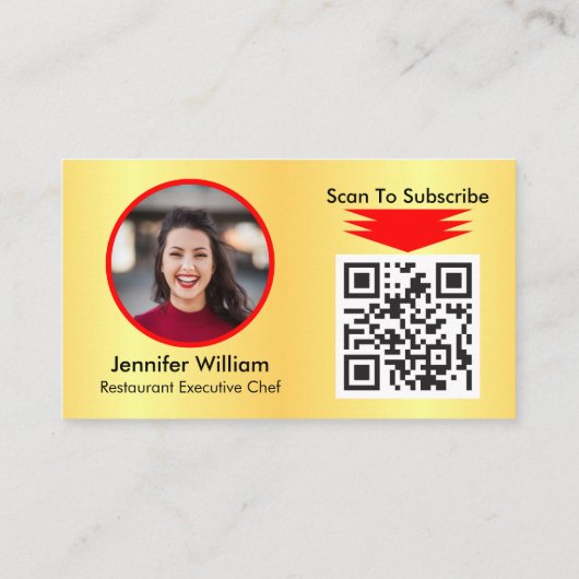 Carte De Visite Youtube Vlogger Golden et simple QR Code (Dos)
