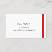 Carte De Visite Youtube Youtuber S'abonner (Dos)