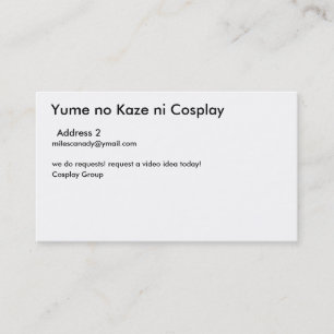 Carte De Visite Yume aucun Ni Cosplay, adresse 2 de Kaze,