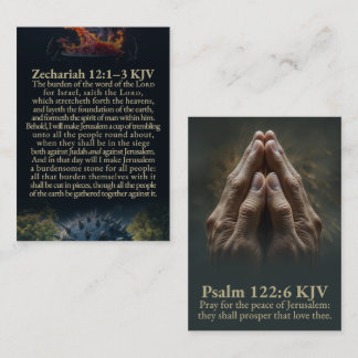 Carte De Visite Zacharie 12:1-10 et Psaume 122:6 KJV