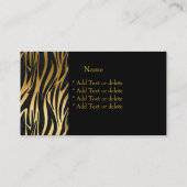 Carte De Visite Zebra Black Gold Elegant Business (Dos)